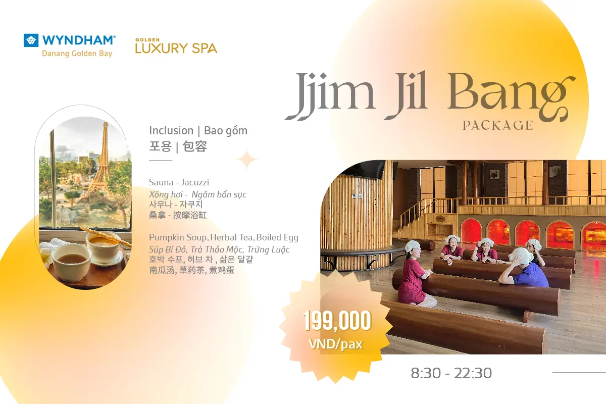 Banner gói xông hơi Hàn Quốc Jjim Jil Bang tại Golden Luxury Spa