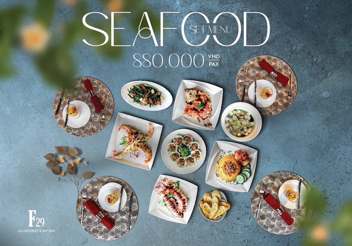 Banner set menu hải sản tại F29 Golden Beef & Sky Bar