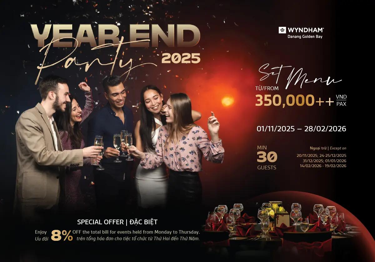 Banner gói tiệc tất niên Year End Party tại Wyndham Danang Golden Bay